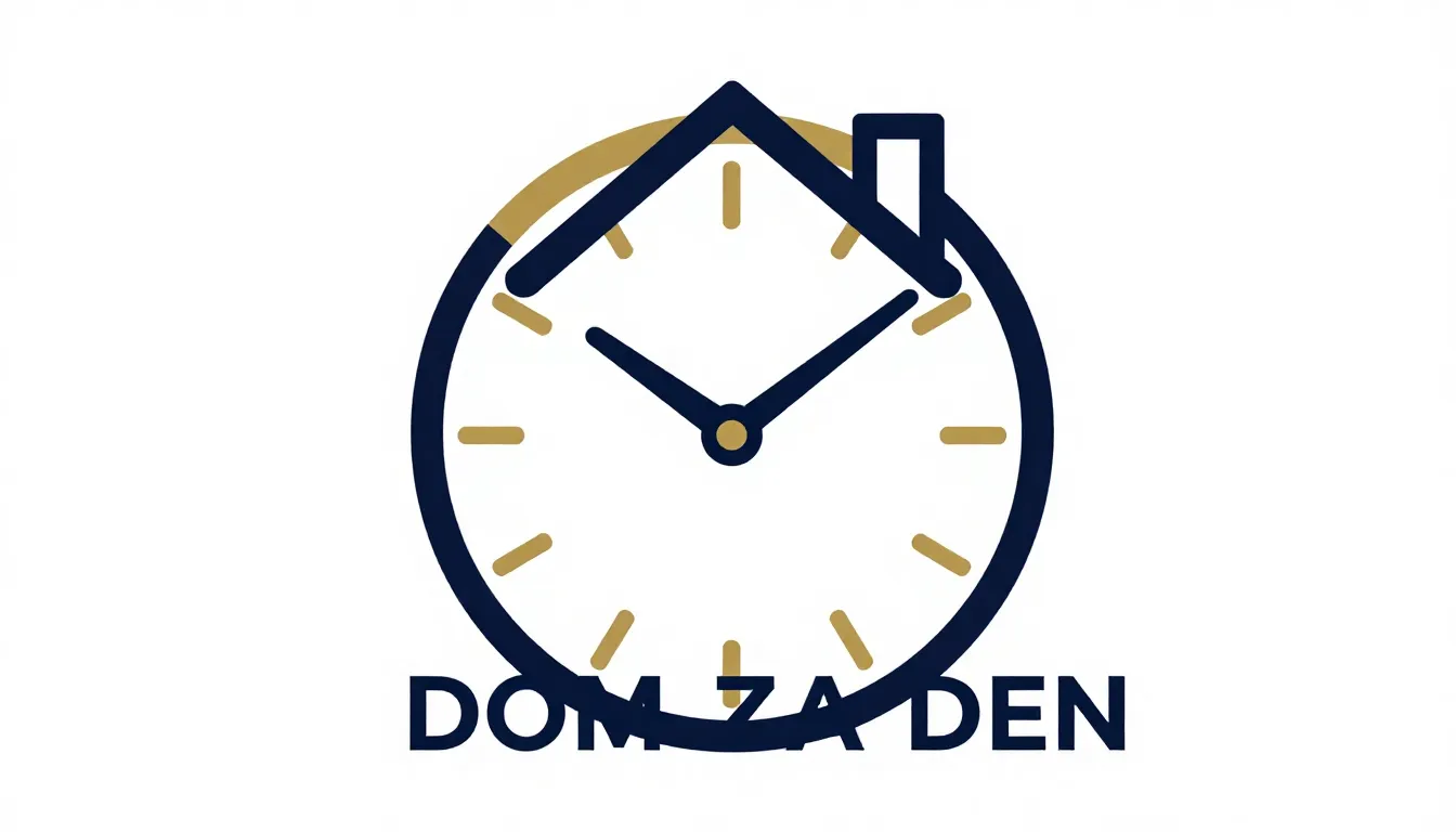 Logo for 'DOM ZA DEN', a clock face where the hands form the...