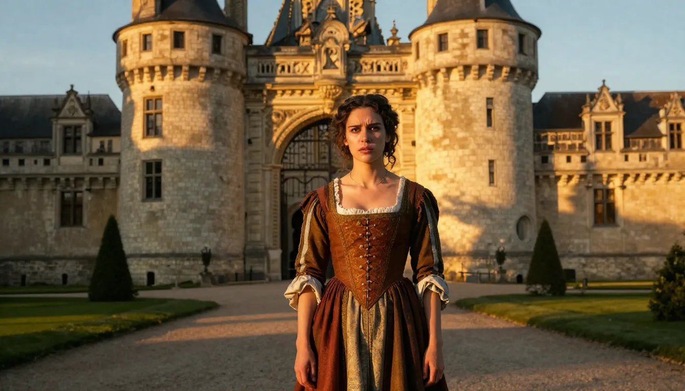 A beautiful young woman in a 16th-century French peasant dre...