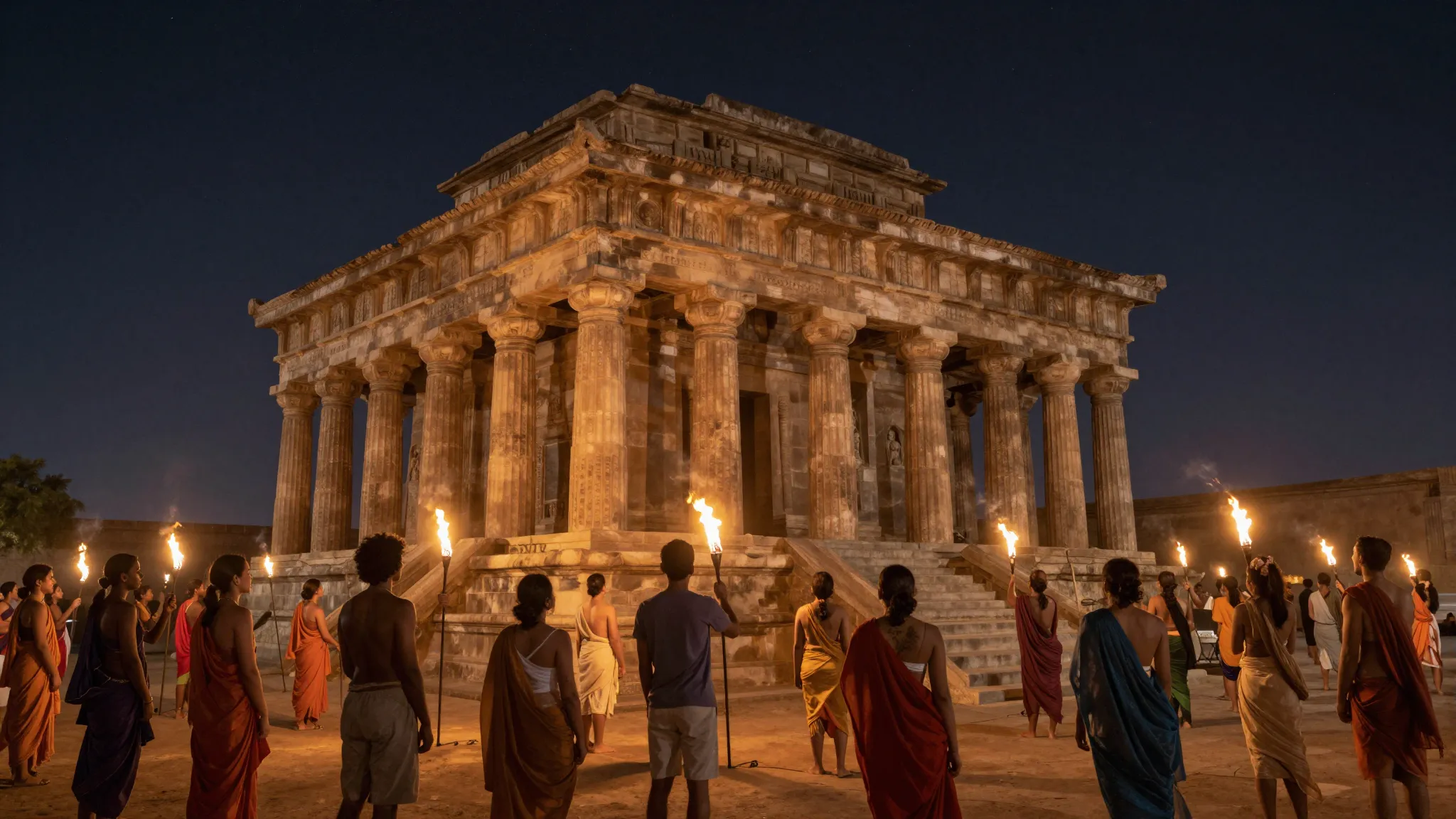 A group of diverse people working together to build a magnif...