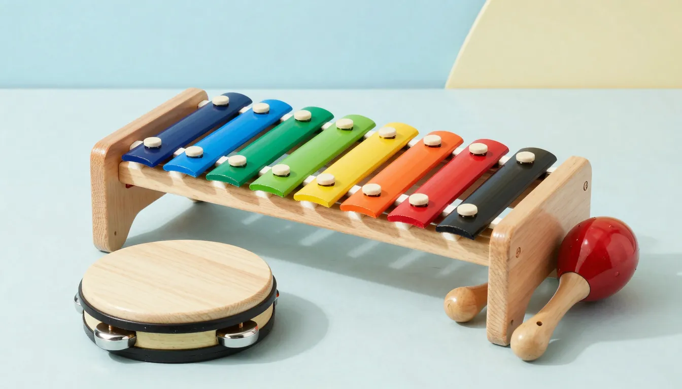 Professional product photography of a premium wooden musical...