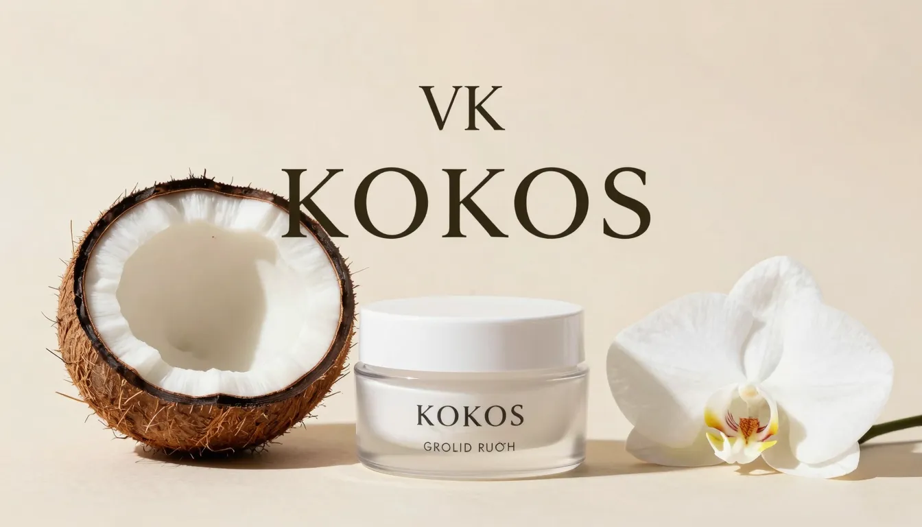 VK group cover banner for KOKOS. Minimalist composition with...