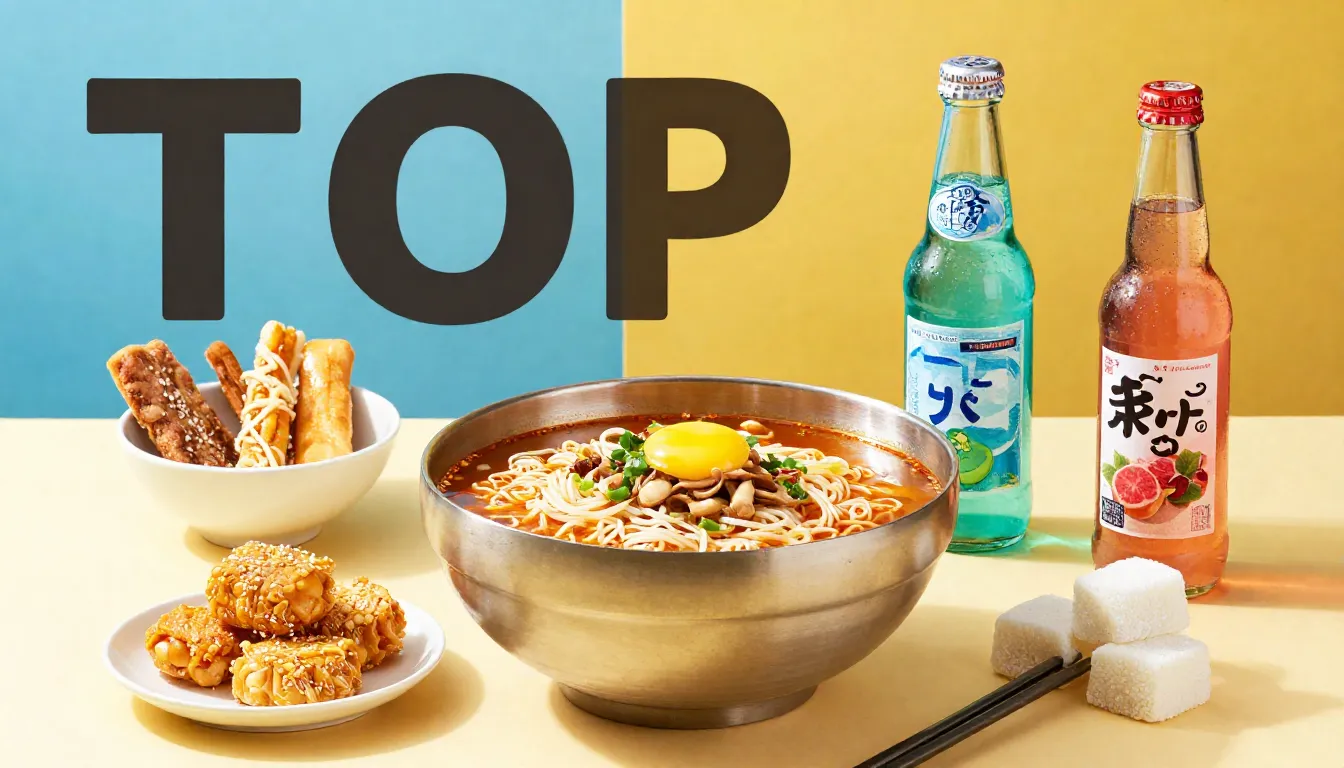 Professional food photography of a 'TOP 3' selection, featur...