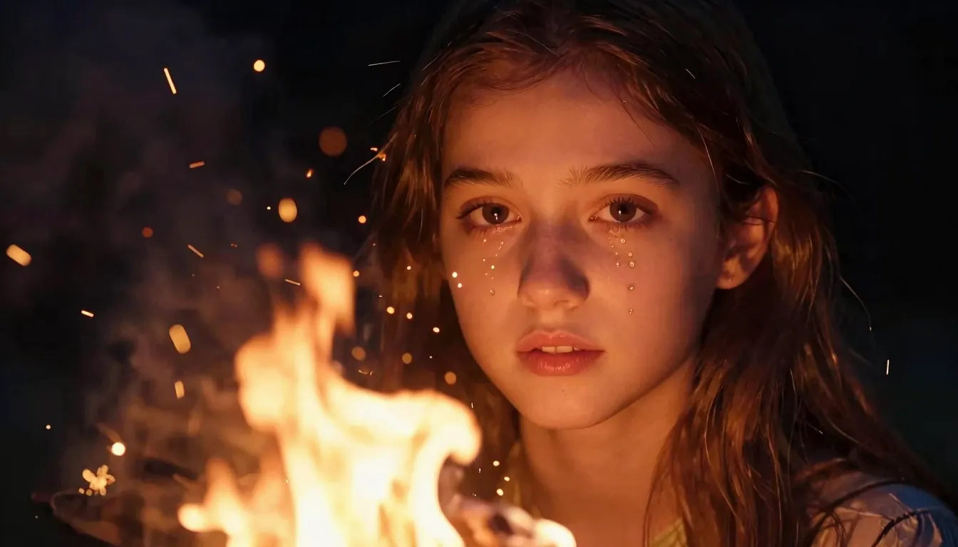 Close-up of a beautiful European girl's face, her eyes refle...