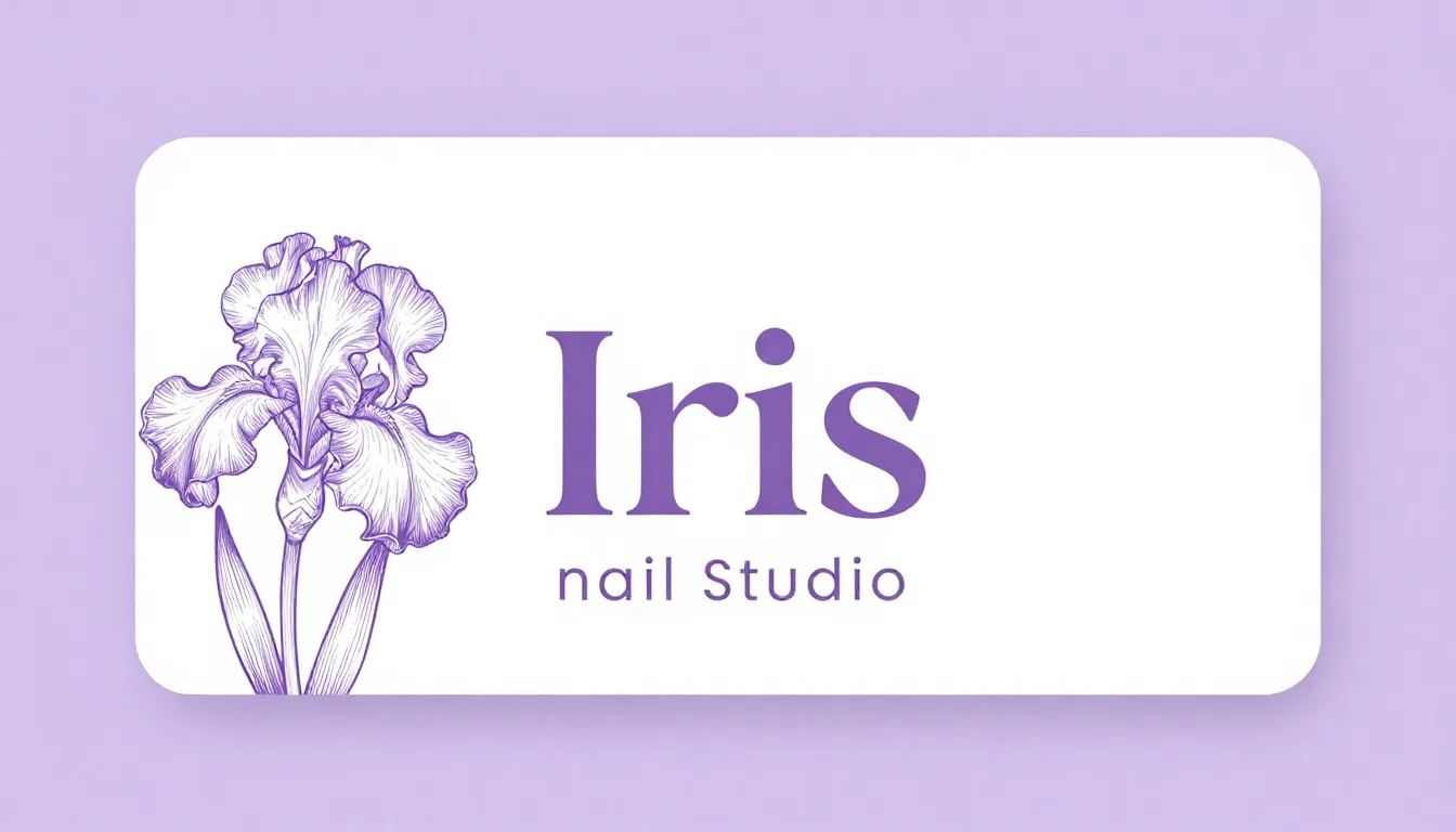 Minimalist social media banner for a nail studio named 'Iris...