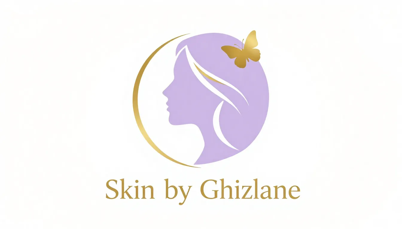 A sophisticated logo for 'Skin by Ghizlane' featuring a femi...