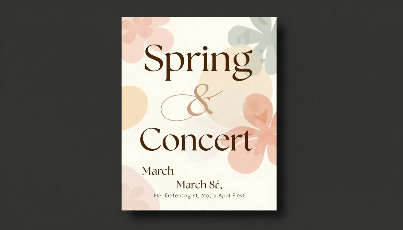 A stylish and modern poster for a spring concert on March 8t...