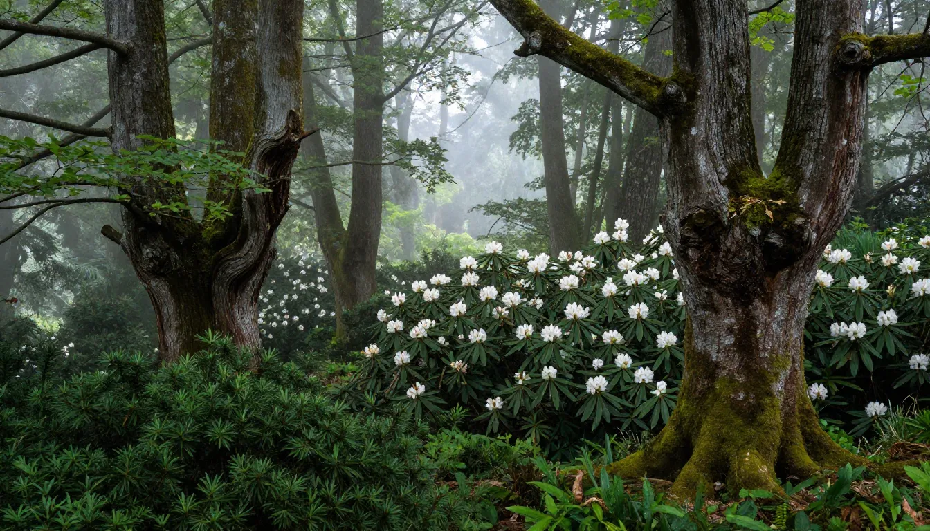 Colchic forest in Abkhazia, ancient deciduous beech trees wi...