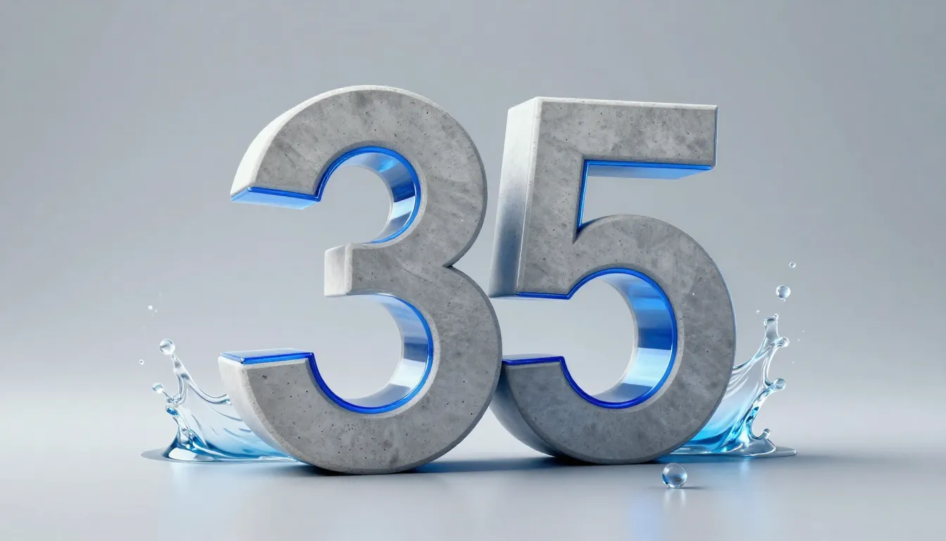 A modern corporate anniversary logo with the number 35 made ...