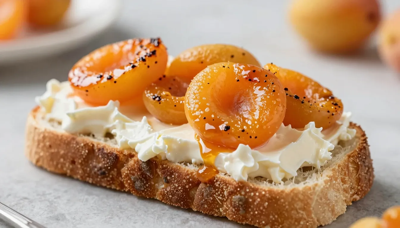 Close-up of a gourmet sandwich with creamy white cheese and ...