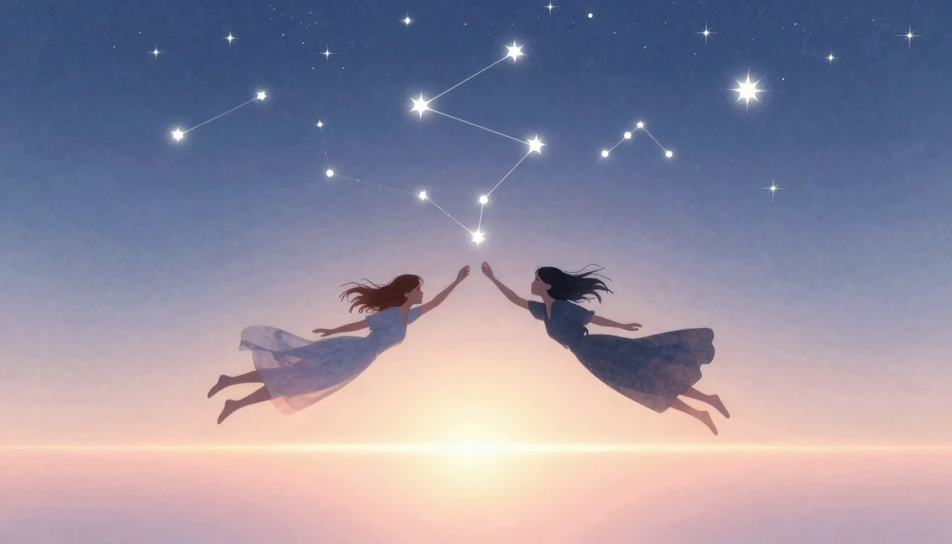 A surreal and poetic illustration of two souls merging into ...