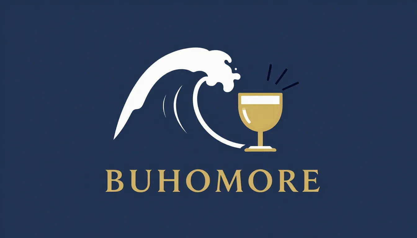 Minimalist logo design for a bar named 'BUHOMORE', featuring...