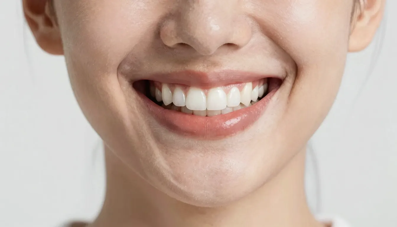 Close-up of a beautiful healthy smile, white teeth, aestheti...