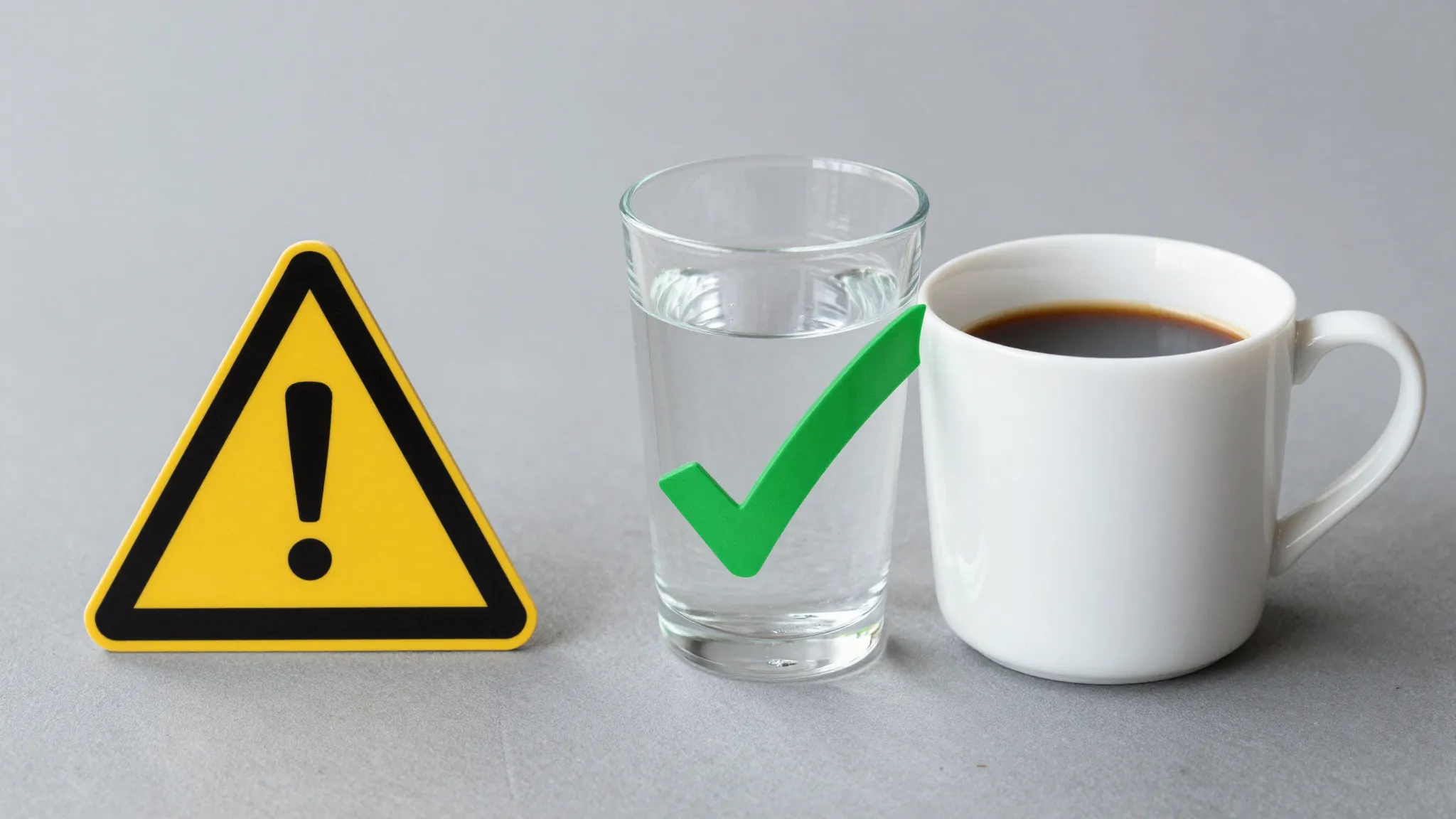 A visual comparison showing a cup of dark coffee with a warn...