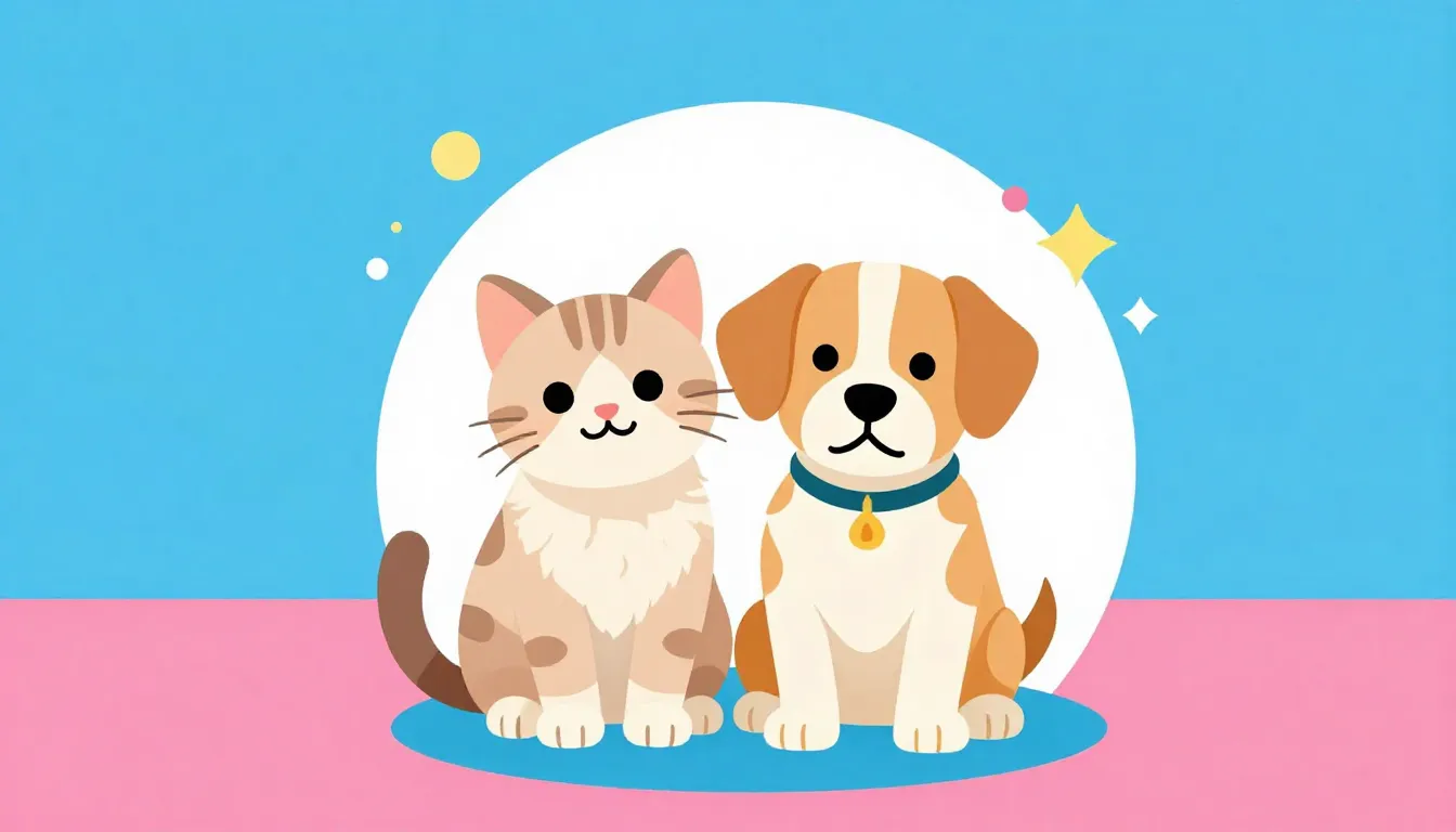 Social media square banner, a cute kitten and a puppy sittin...