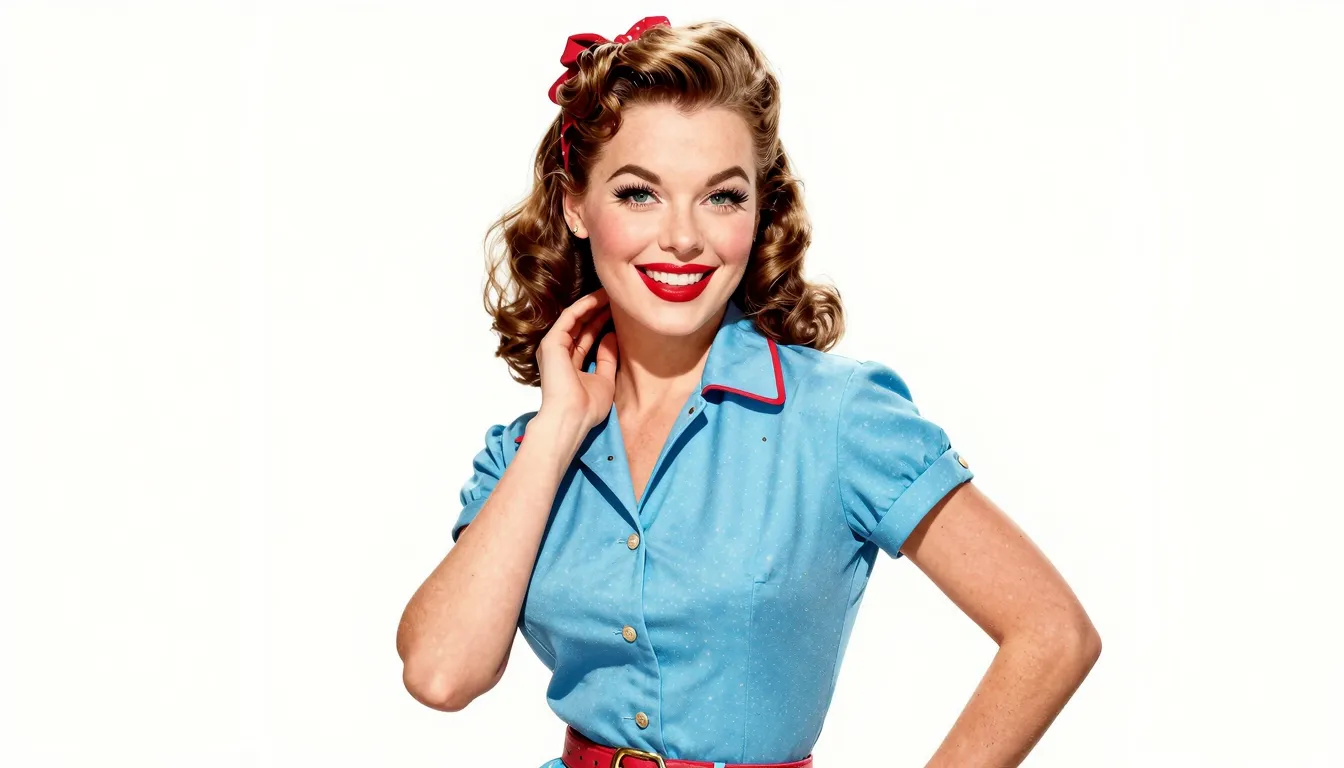 Classic pin-up girl style, 1950s vintage poster aesthetic, b...