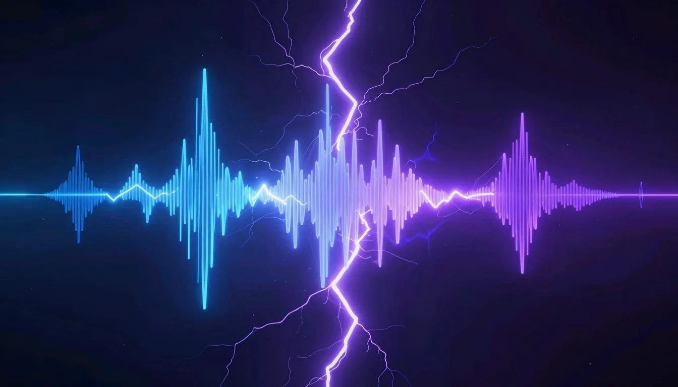Abstract musical visualization of a thunderstorm, neon blue ...