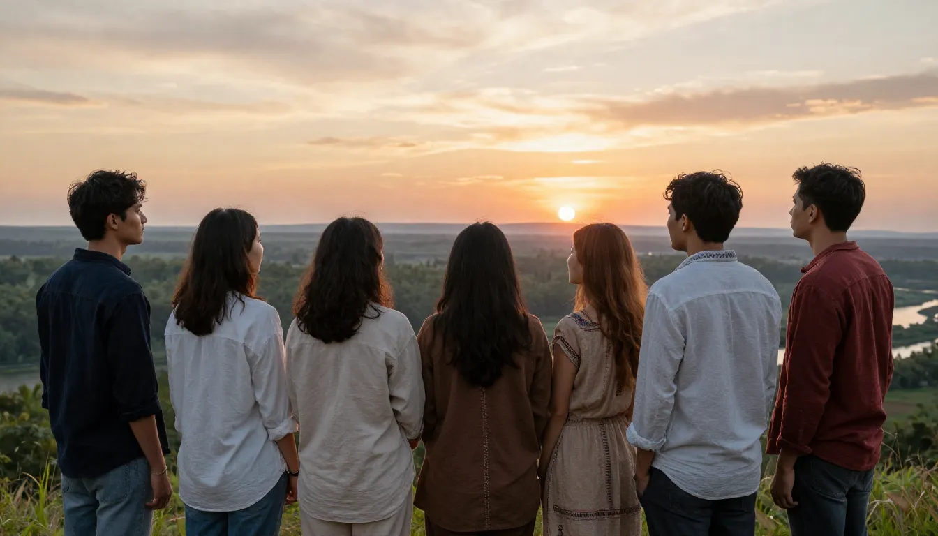 A diverse group of people in modern stylish clothes with sub...