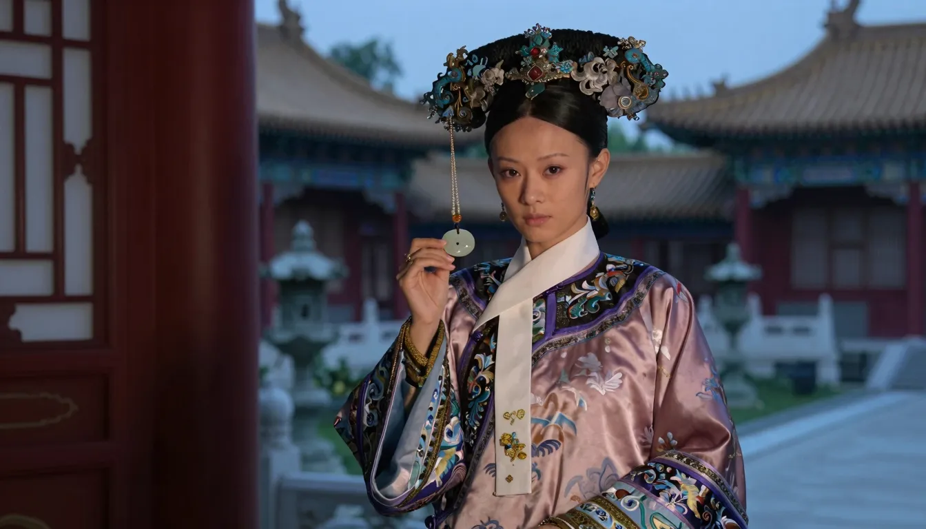 A beautiful Chinese noblewoman in a traditional silk hanfu s...