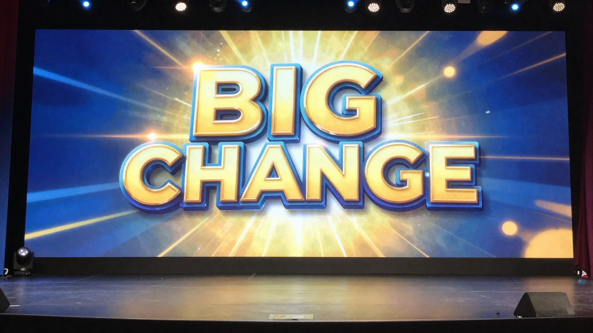 A dynamic stage background for a youth quiz with the text 'B...