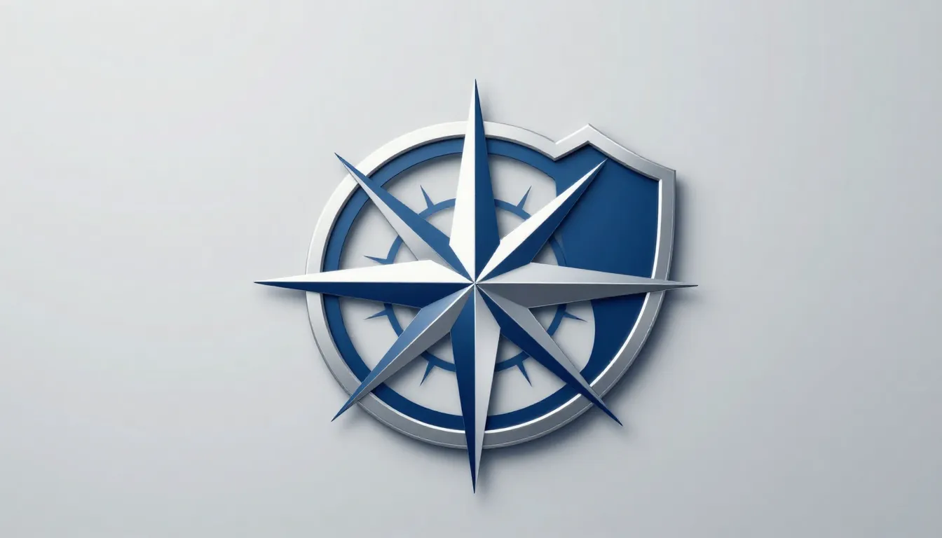 A professional logo concept with a stylized compass and a sh...
