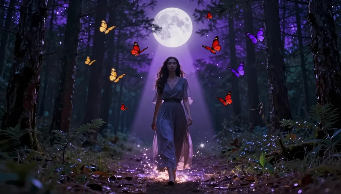 Cinematic shot of a mystical woman walking towards the camer...