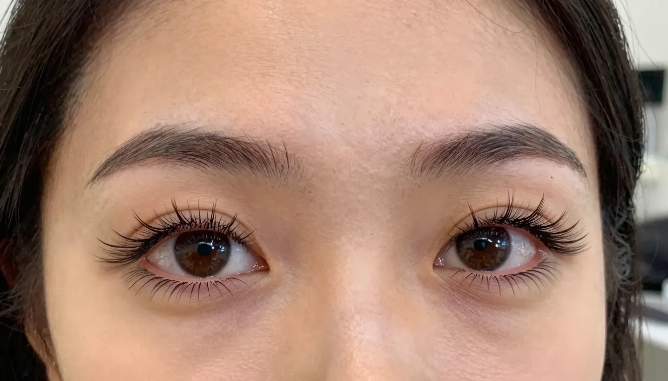 Close up of beautiful female eyes with long natural-looking ...