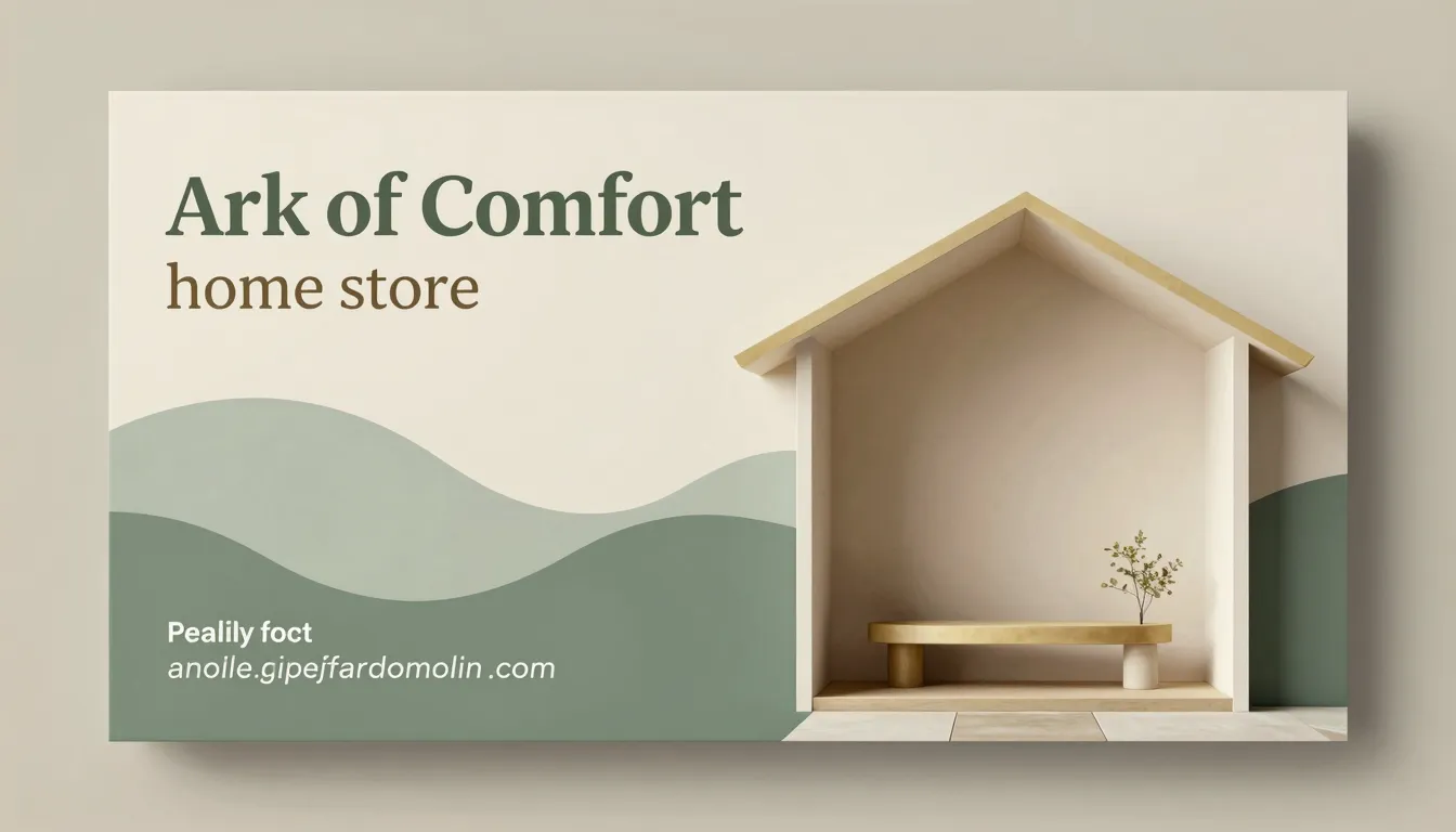 Modern flyer design for 'Ark of Comfort' home store. Abstrac...