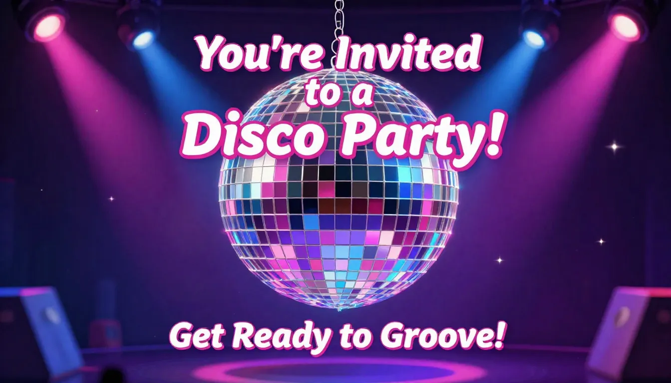 A vibrant disco party invitation for a 12-year-old's birthda...