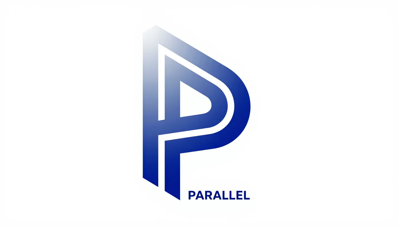 Modern logo for 'PARALLEL' forum, two thick parallel lines f...