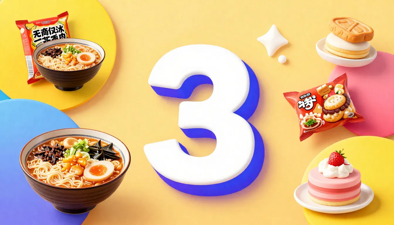 Vibrant social media banner for Asian snack box, featuring r...