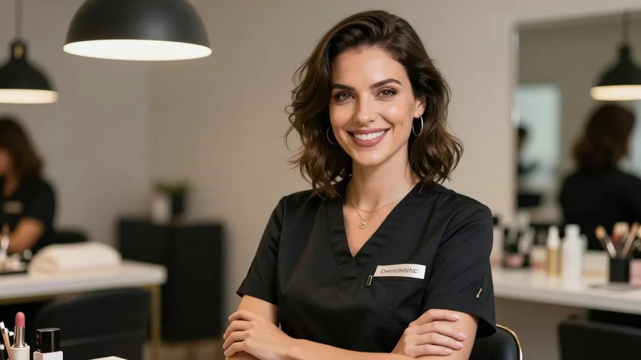 Portrait of a confident and stylish female nail artist in a ...