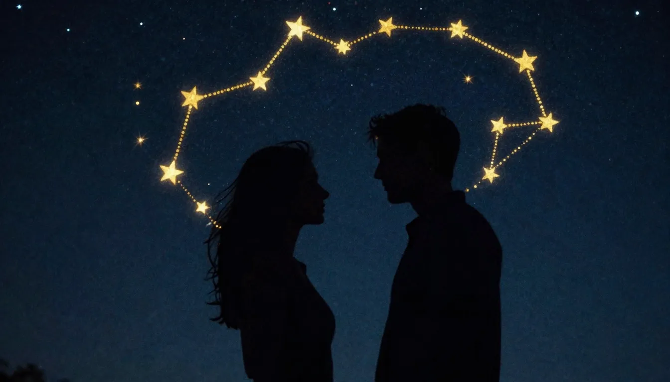A poetic representation of two souls connecting, silhouettes...