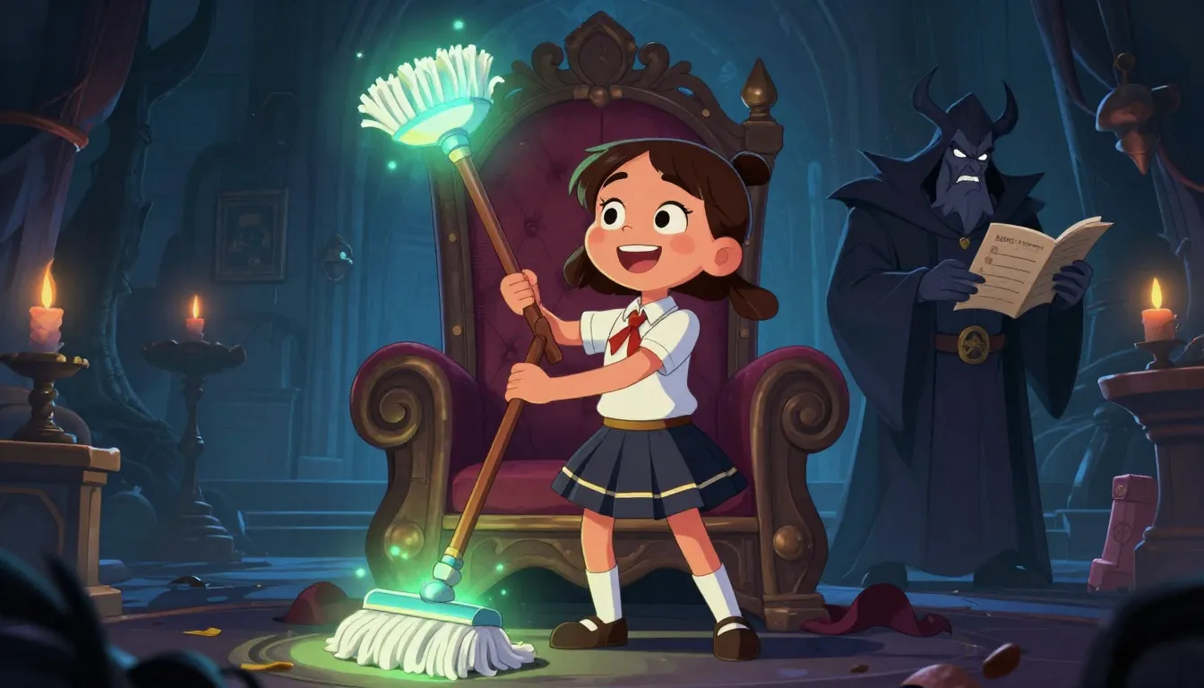 Book cover illustration, a cheerful girl in a magic academy ...