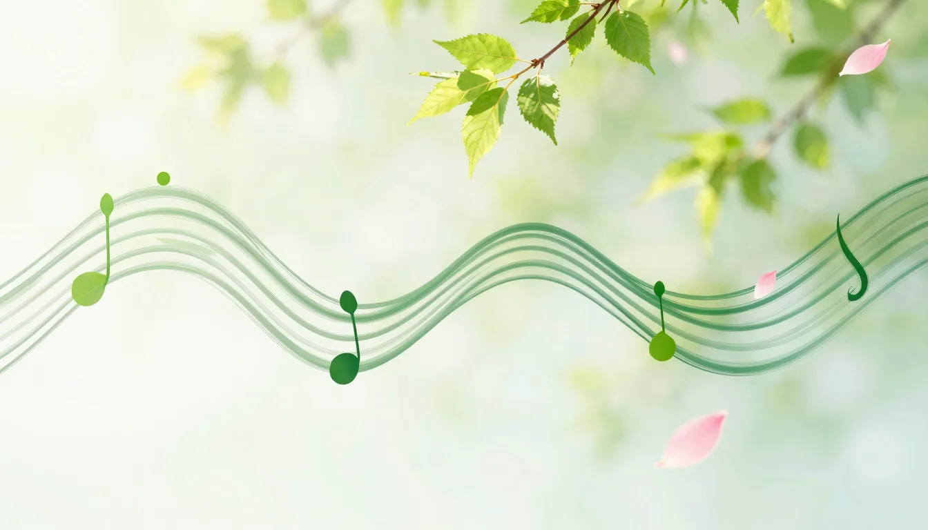 Abstract art representing spring and music, flowing lines li...