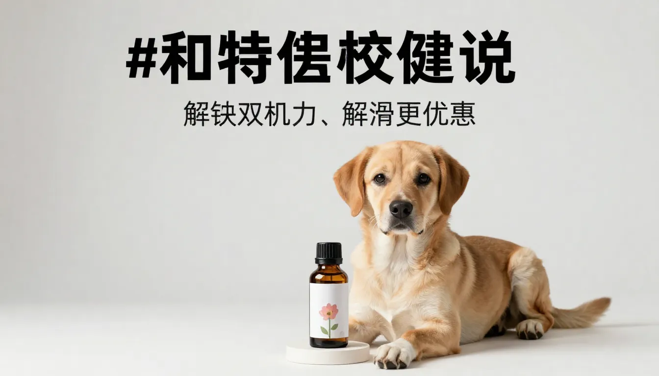 A professional marketing poster showing a calm dog and a sma...