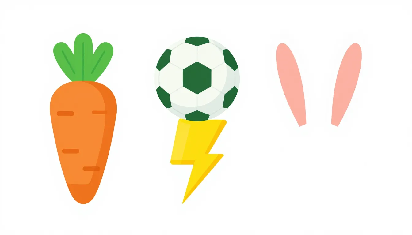 A set of game icons for a rabbit character: a bright orange ...