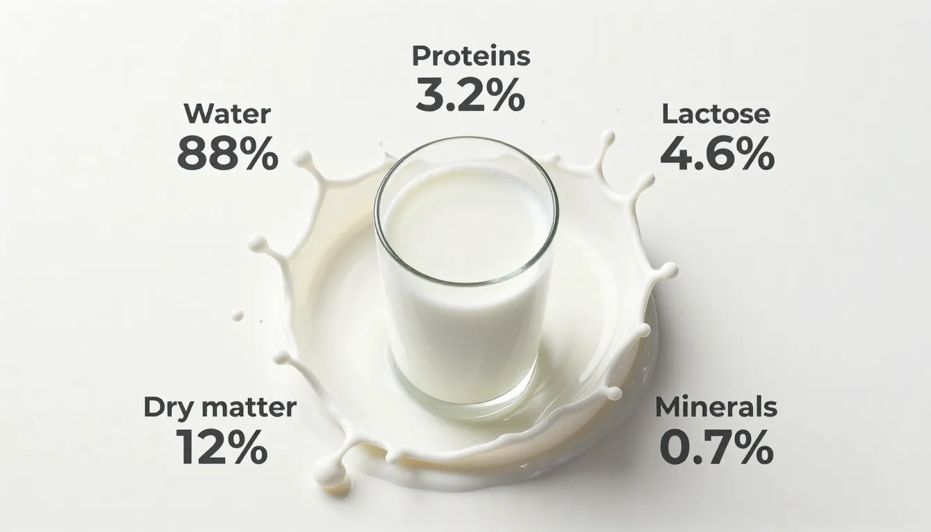 Top view of a minimalist dairy infographic. A glass of milk ...