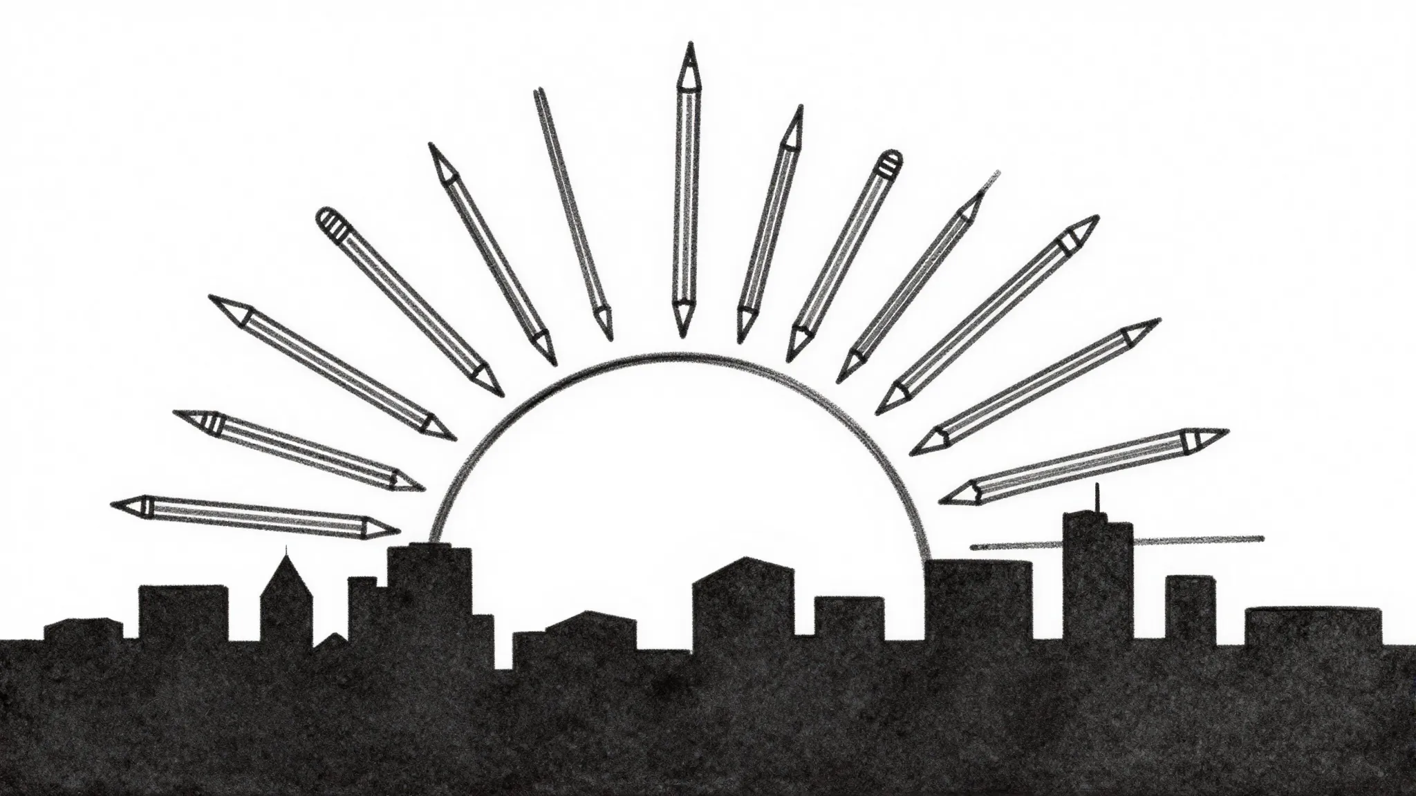 A simple yet powerful sketch of a rising sun over a stylized...