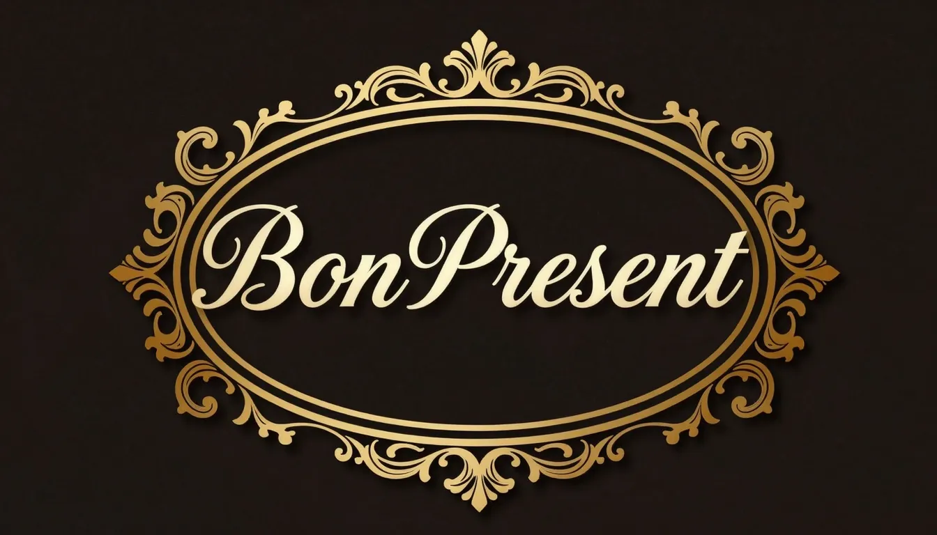 Elegant logo design, text 'BonPresent' in sophisticated curs...