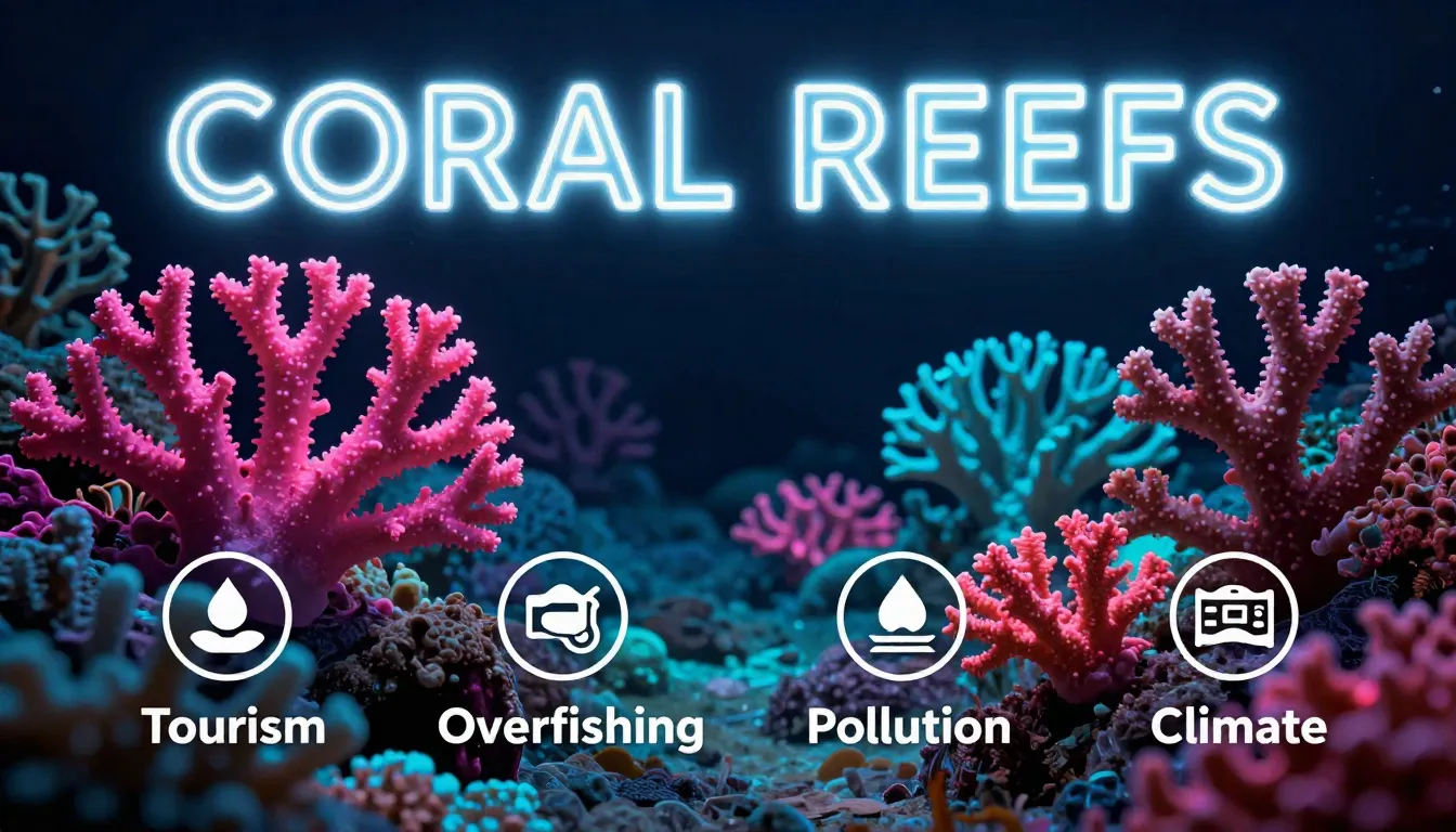 Professional infographic poster design, title 'CORAL REEFS' ...