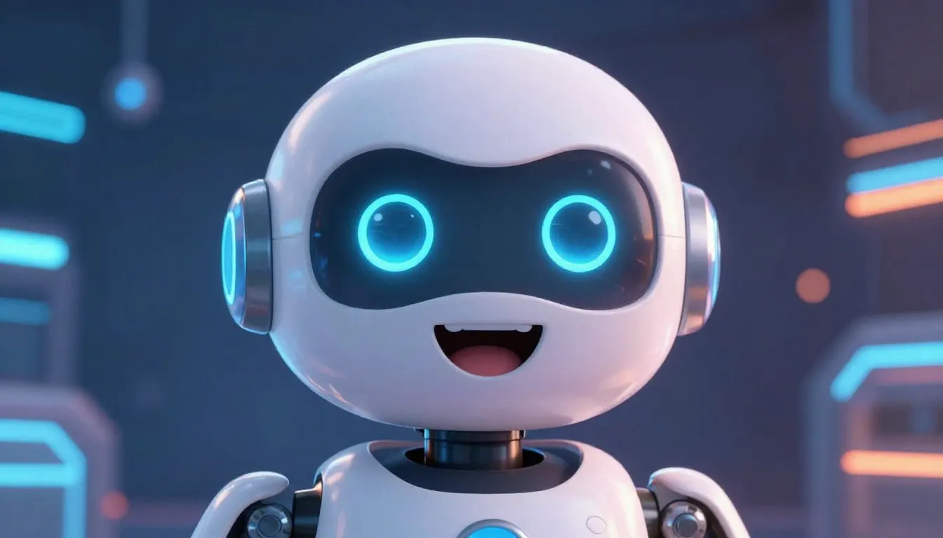 A close-up portrait of a friendly robot named Cody, digital ...