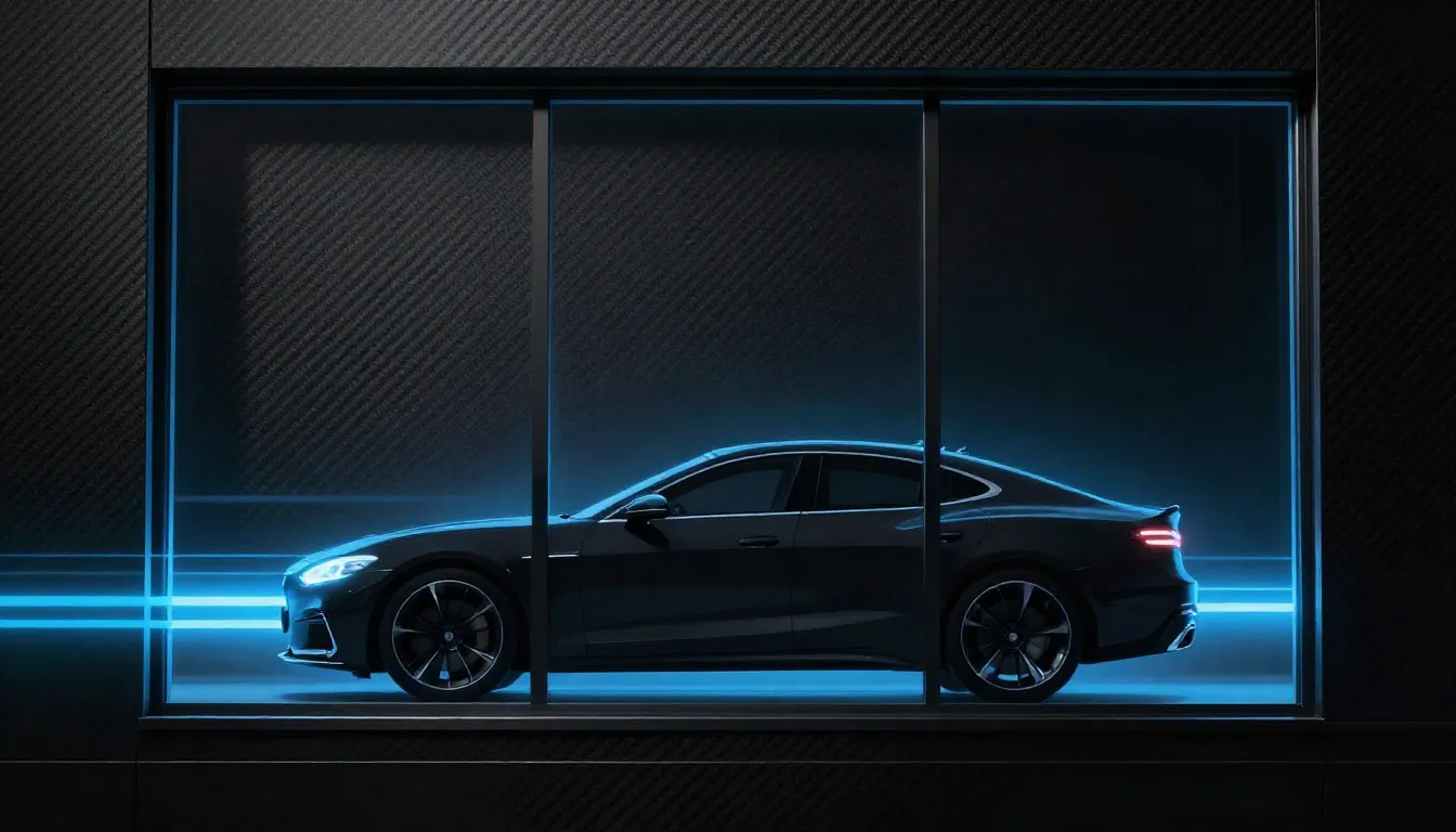 Tall vertical window graphic. A stylized silhouette of a mod...