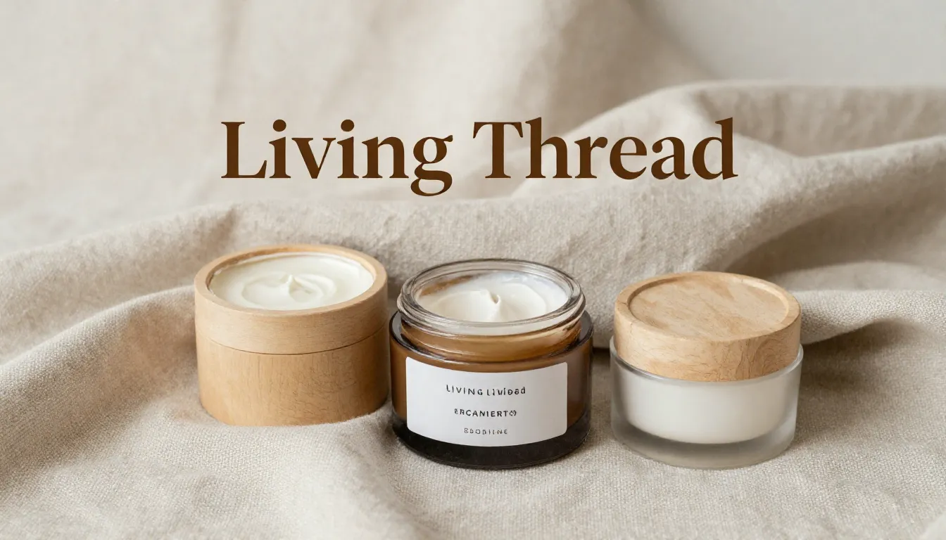 Professional social media banner for a brand 'Living Thread'...