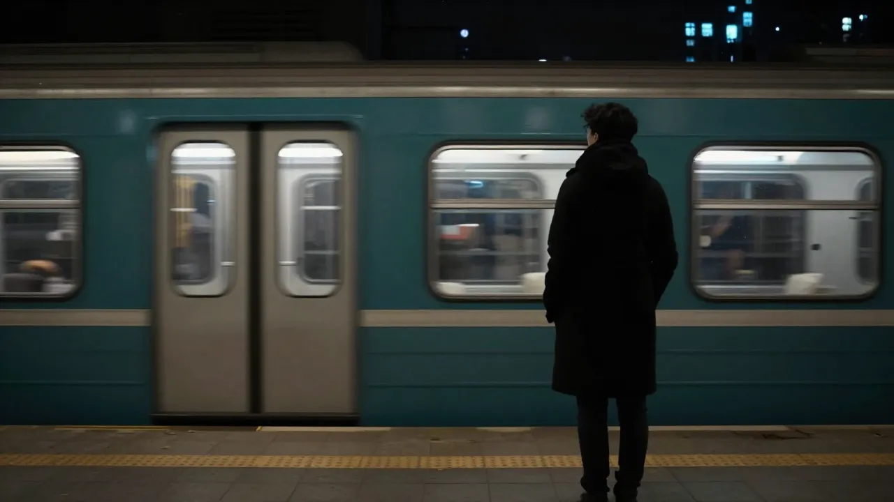 A silhouette of a person standing on a metro platform in Mos...