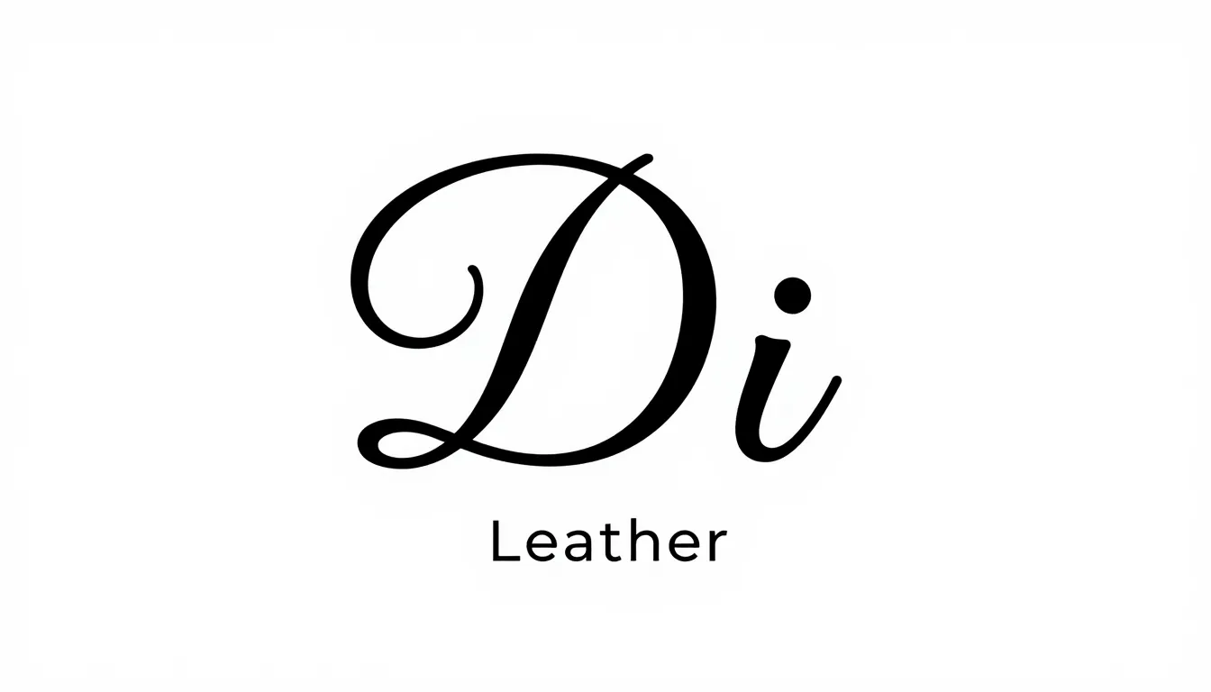 Minimalist logo for leather embossing. Elegant cursive 'Di' ...