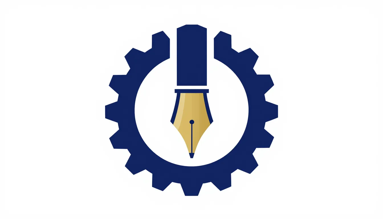 Minimalist logo design, a stylized gear icon where the teeth...