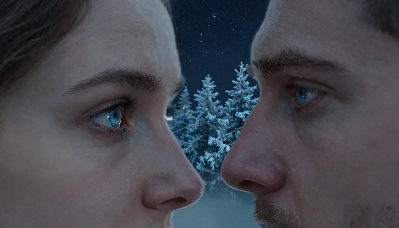 Cinematic close-up of a Slavic woman looking intensely into ...