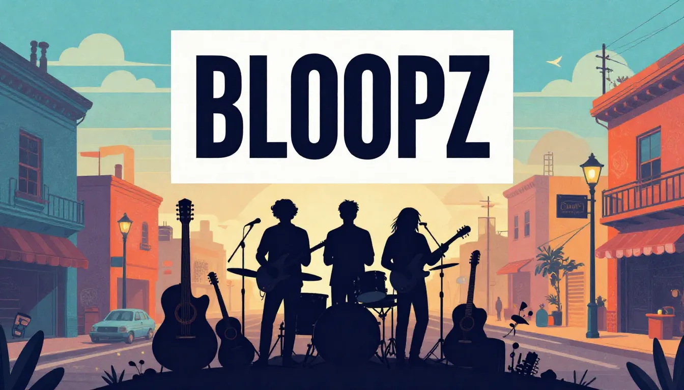 A stylish music poster for a band, urban background of a sma...