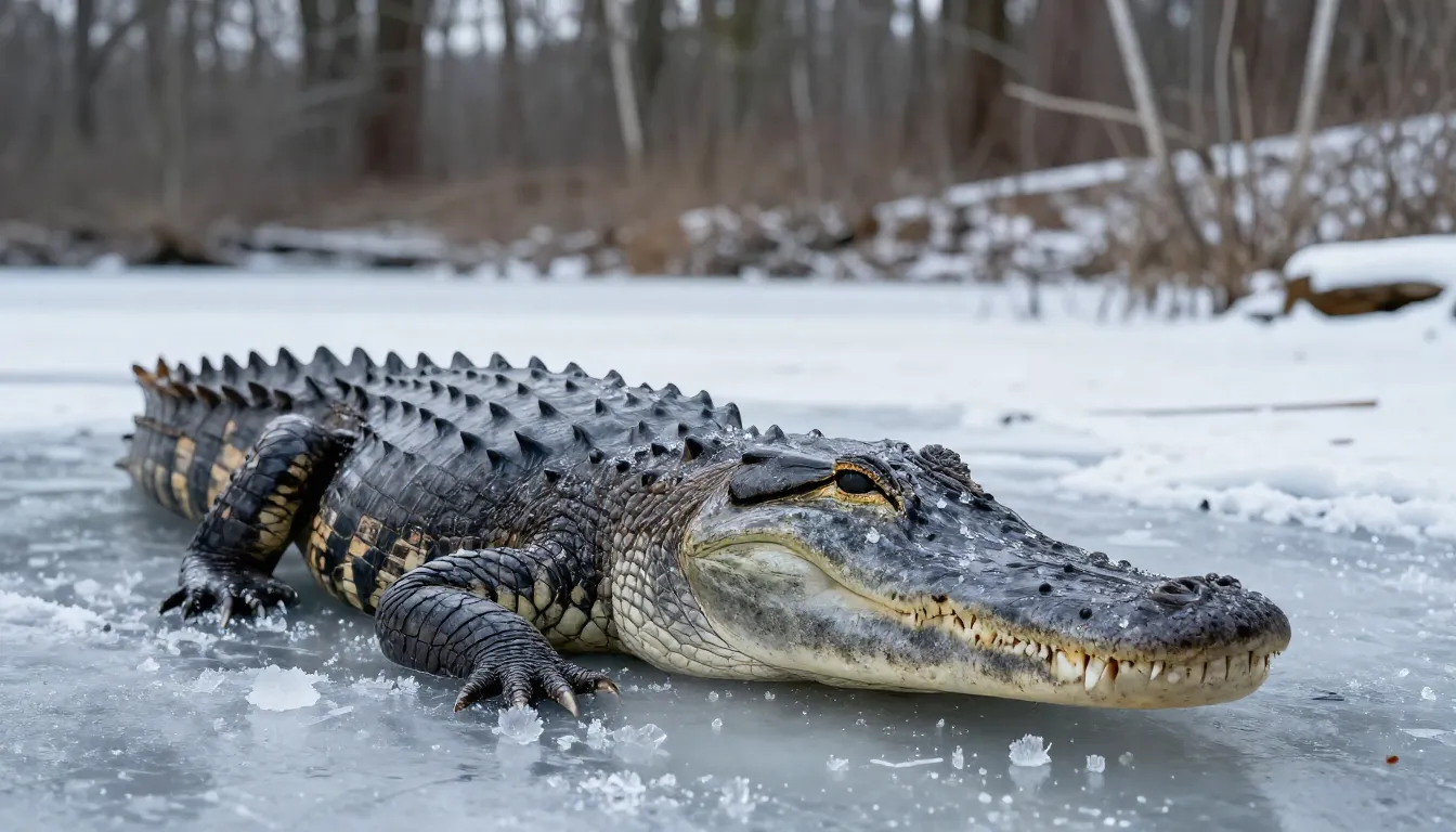 A realistic Mississippi alligator with its snout sticking ou...