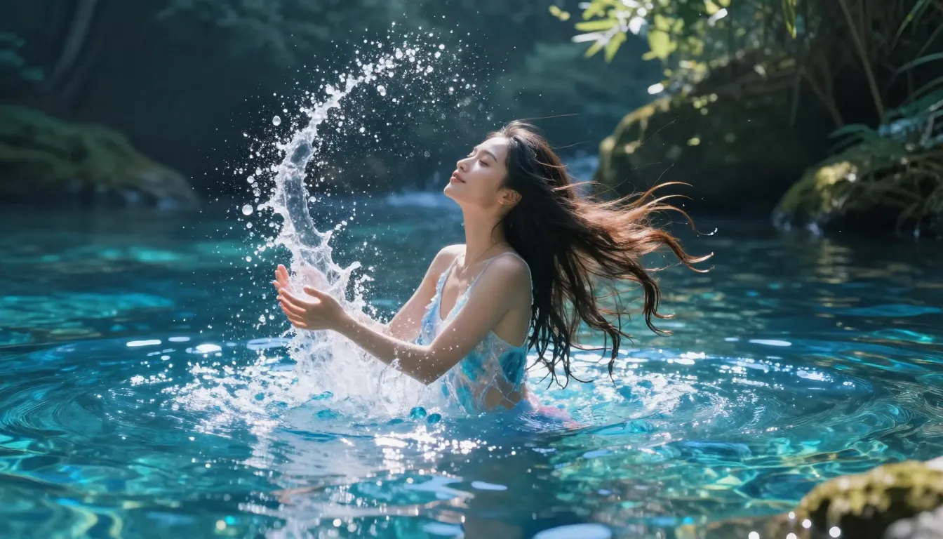 A breathtaking natural crystal clear spring in deep blue and...